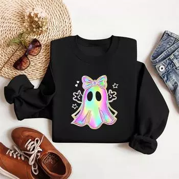 Женские топы Женский свитшот с длинным рукавом Повседневный с круглым вырезом Свободного кроя Пуловер Флисовые топы XXL чёрный