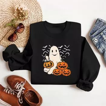 Женские топы Женский свитшот с длинным рукавом Повседневный с круглым вырезом Свободного кроя Пуловер Флисовые топы S чёрный