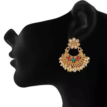 Женские традиционные свадебные украшения в этническом стиле из сплава Jewells, позолоченные серьги с подвесками золотой