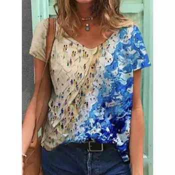 Женские трендовые летние модные футболки для отдыха с 3D-цифровой печатью S