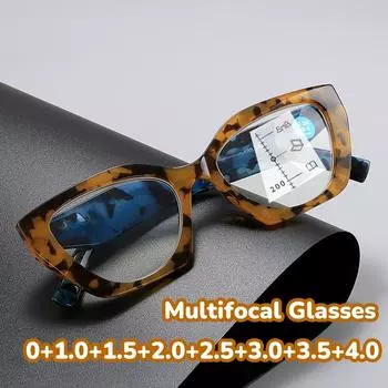 Женские трендовые мультифокальные очки для чтения унисекс модные анти-синий прогрессивный пресбиопия мужские очки кошачий глаз для дальнего зрения 0