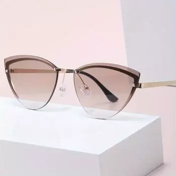 Женские треугольные металлические солнцезащитные очки, модные полукадровые кошачьи глаза, оправа для спорта на открытом воздухе, велосипедные солнцезащитные очки, солнцезащитные очки