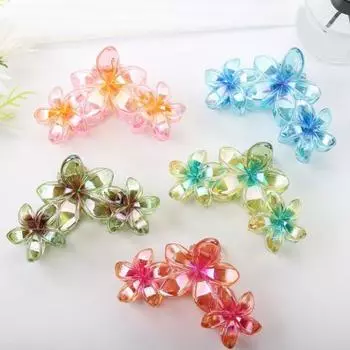 Женские три цветка коготь для волос Яркий цвет заколка для волос Заколка для волос на затылке Пластиковый материал Прочная заколка для волос Аксессуар для волос розовый