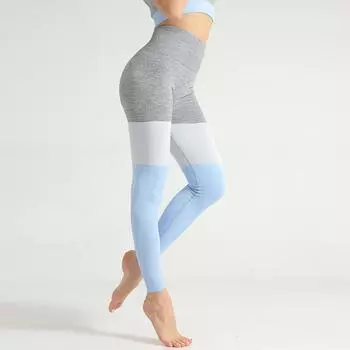 Женские трикотажные леггинсы с контрастной строчкой и высокой талией, спортивные штаны для фитнеса, бега, йоги, бесшовные спортивные штаны для девочек S розовый