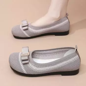 Женские трикотажные мокасины с сеткой, туфли на плоской подошве с круглым носком, удобные рабочие мокасины, туфли без застежек для ходьбы и вождения, женские дышащие балетки 35