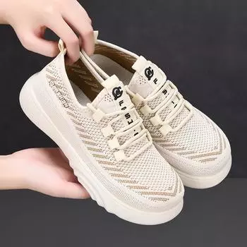 Женские трикотажные сетчатые легкие кроссовки-носки, дышащие повседневные кроссовки для ходьбы, удобные туфли-лоферы на платформе, кроссовки для тренировок на плоской подошве для женщин 36
