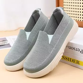 Женские трикотажные сетчатые легкие кроссовки-носки, дышащие повседневные кроссовки для ходьбы, удобные туфли-лоферы на платформе, кроссовки для тренировок на плоской подошве для женщин 36