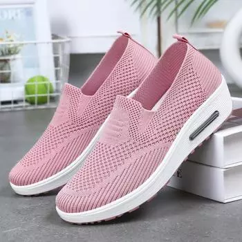 Женские трикотажные сетчатые туфли на плоской подошве, дышащие туфли без застежек, повседневные балетки, удобные туфли для ходьбы для женщин, легкие нарядные рабочие туфли-лоферы 36