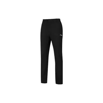 Женские трикотажные спортивные брюки Li Ning Training Series, однотонные, прямые, черные, AYKT810-1 S