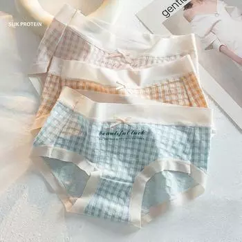 Женские трусики Бактериостатическое нижнее белье в клетку Sweet and Fresh Трусики средней посадки M розовый