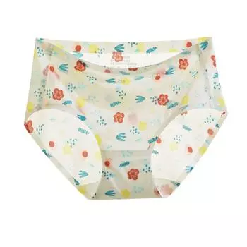 Женские трусики, бесшовное нижнее белье со средней талией для девочек, милые трусики с антибактериальным принтом, женские трусы больших размеров M