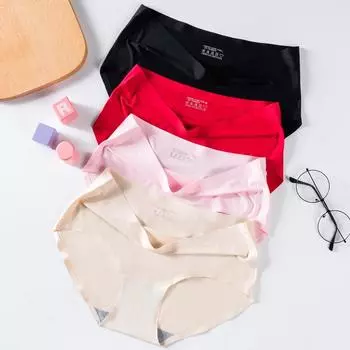 Женские трусики, бесшовное нижнее белье, удобные трусы из шелкового атласа, нижнее белье для здоровья, 3 шт./комплект M