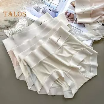 Женские трусики, бесшовные, с высокой талией, из ледяного шелка, тонкие, с высокой эластичностью, хорошая воздухопроницаемость, сплошной цвет, приталенный крой, тонкие, быстросохнущие, повседневные спортивные трусы для женщин M