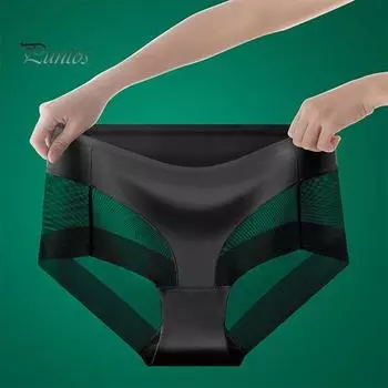 Женские трусики, бесшовные, с высокой талией, из ледяного шелка, с контролем живота, хорошая воздухопроницаемость, сплошной цвет, облегающий тонкий, быстросохнущий, повседневные спортивные трусы, женские трусы