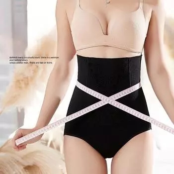 Женские трусики бесшовные с высокой талией, утягивающие трусики для живота, послеродовые женские утягивающие брюки M чёрный