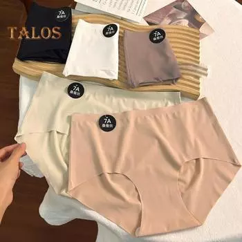 Женские трусики, бесшовные со средней талией, большие размеры, ледяной шелк, контроль живота, хорошая воздухопроницаемость, сплошной цвет, облегающий тонкий, быстросохнущий, повседневные спортивные трусы для женщин