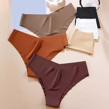 Женские трусики, бесшовные, со средней талией, из ледяного шелка, с хорошей воздухопроницаемостью, однотонные, облегающие, тонкие, быстросохнущие, повседневные L чёрный