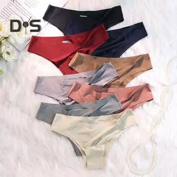 Женские трусики, бесшовные, со средней талией, ледяной шелк, хорошая воздухопроницаемость, однотонные, облегающие, тонкие, быстросохнущие, повседневные спортивные трусы, женские трусы M легкие вина красного