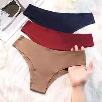 Женские трусики, бесшовные, со средней талией, ледяной шелк, хорошая воздухопроницаемость, однотонные, облегающие, тонкие, быстросохнущие, повседневные спортивные трусы, женские трусы