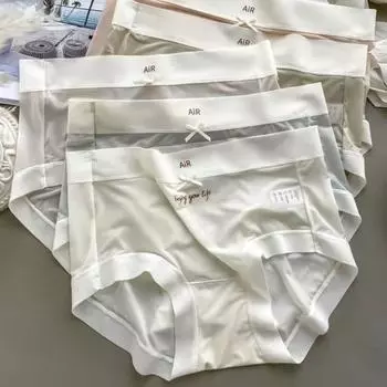 Женские трусики, бесшовные, со средней талией, прозрачный ледяной шелк, высокая эластичность, хорошая воздухопроницаемость, сплошной цвет, приталенный крой, тонкие, быстросохнущие, повседневные спортивные трусы M синий