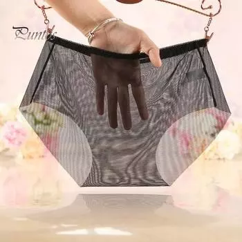 Женские трусики, бесшовные, со средней талией, высокой эластичностью, тонкие прозрачные прозрачные дышащие антисептические женские трусы из ледяного шелка, женские трусы L хаки