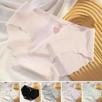 Женские трусики, бесшовные трусы из ледяного шелка со средней талией, большие размеры, мягкие антисептические однотонные дышащие женские нижнее белье L розовый