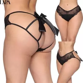 Женские трусики без вырезов, сексуальное кружевное нижнее белье с открытой попкой, трусы больших размеров L