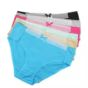Женские трусики больших размеров, хлопковые женские трусы со средней талией, сексуальное нижнее белье бикини, женское нижнее белье, 6 шт. XXL