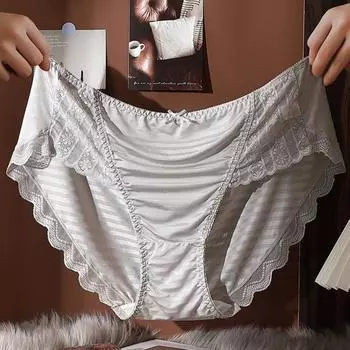 Женские трусики больших размеров, однотонные, для подтяжки живота и бедер, мягкие, эластичные, женские трусики-треугольники XL светло-серый