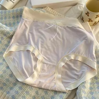 Женские трусики больших размеров с высокой талией, подтяжкой живота, бедрами, дышащее простое нижнее белье с бантом XL абрикосовый