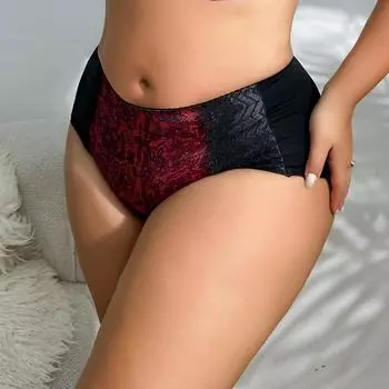 Женские трусики больших размеров со средней талией, кружевные, с цветочным принтом, большие размеры, трусики, женское нижнее белье 0Xl 1Xl 2Xl 3Xl 4Xl 5Xl 4XL красный