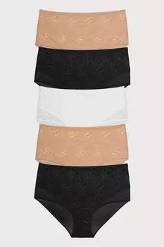 Женские трусики большого размера, кружево, 5 шт., хлопок, лайкра