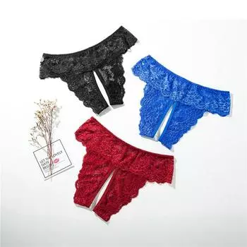 Женские трусики большого размера с открытой промежностью, сексуальные стринги, кружевное белье, женское нижнее белье с низкой талией XL