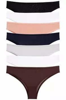 Женские трусики Бразильские стринги из бамбука и лайкры с антибактериальным эффектом Набор из 7 шт.