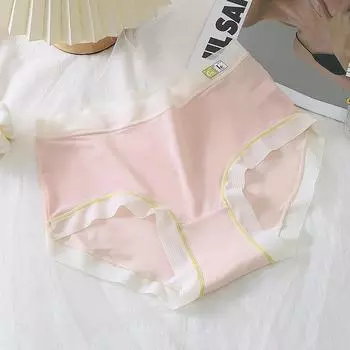 Женские трусики цвета свежих фруктов, мягкие восковые, шелковистые, гладкие, бесшовные трусики для девочек, женские трусы со средней талией M небесно-голубой