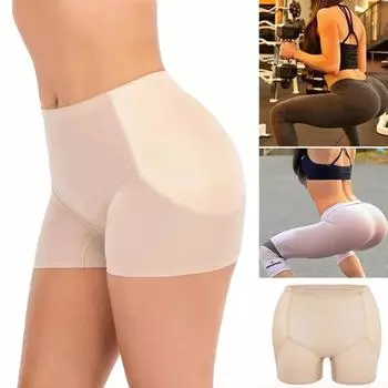 Женские трусики для подтяжки ягодиц Корректирующее белье Трусики для улучшения бедер Body Shaper Boyshort Control Трусики с поддельной задницей и мягкой подкладкой Шорты с эффектом пуш-ап Бесшовное нижнее белье для ягодиц M чёрный