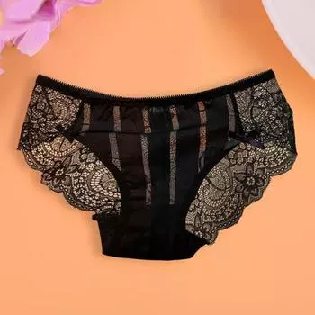 Женские трусики, дышащие, упругие, с низкой талией, хлопковые трусы с промежностью, полупрозрачные кружевные тюлевые женские трусы внутри M