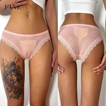 Женские трусики FINETOO с низкой талией, цветочные трусики, сетчатые кружевные трусики, сексуальные трусики S-XL, перспективные женские стринги, мягкое нижнее белье S