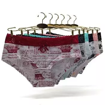 Женские трусики, хлопковое нижнее белье с принтом, трусы с низкой посадкой для девочек, повседневные женские трусики, 6 шт./лот M