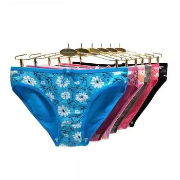 Женские трусики, хлопковое нижнее белье с принтом, трусы с низкой посадкой для девочек, повседневные женские трусики для женщин, 6 шт./лот M