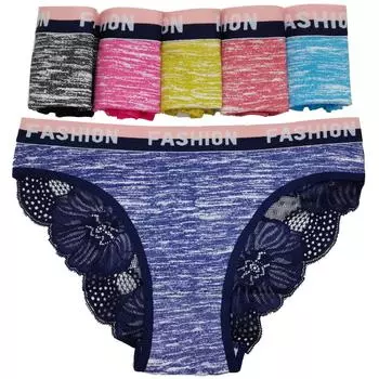 Женские трусики, хлопковое нижнее белье, женские сексуальные кружевные бедра с низкой посадкой, модные трусы, трусы, нижнее белье, партия, 6 шт. M