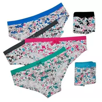 Женские трусики, хлопковое нижнее белье, женские сексуальные трусы с цветочным принтом до половины бедер, трусы с низкой посадкой, трусики, нижнее белье, 6 шт./компл. M