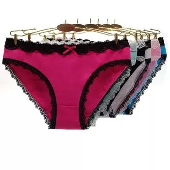 Женские трусики, хлопковое нижнее белье, женские сексуальные кружевные хипстерские трусы с низкой талией для девочек, трусики, нижнее белье, 6 шт./компл. M
