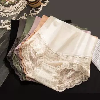 Женские трусики Ice Silk с высокой талией, утягивающие живот, кружевные сексуальные бесшовные хлопковые трусы большого размера, ультратонкие трусы, нижнее белье XL оранжевый