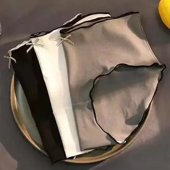 Женские трусики из 3 предметов, бесшовные, с бантом, однотонные, со средней талией, с отличной воздухопроницаемостью, влагоотводящие, с присборенной кромкой, эластичные, нижнее белье для L