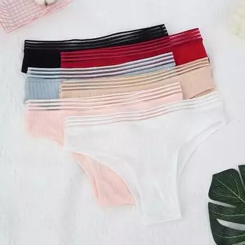 Женские трусики из чистого хлопка с низкой талией, стринги, сексуальные кружевные стринги с цветочным принтом, мягкие и дышащие, S-XL S