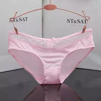 Женские трусики из чистого хлопка, сексуальные трусы с высокой талией, кружевное мягкое нижнее белье с цветочным принтом M чёрный