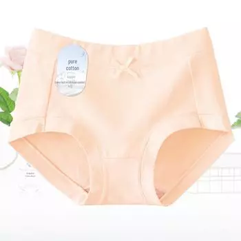 Женские трусики из чистого хлопка со средней посадкой и бантом, дышащая антибактериальная промежность, треугольные шорты большого размера XL 135-165 lbs