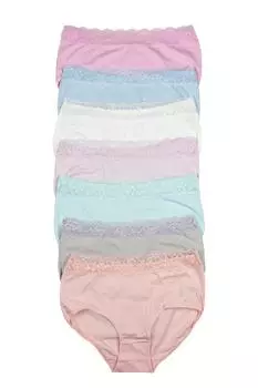 Женские трусики из кружева больших размеров с высокой талией, набор из 7 шт., лайкра