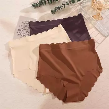 Женские трусики из ледяного шелка FINETOO, бесшовные трусы, антибактериальное белье, нижнее белье с высокой талией, большие размеры S чёрный